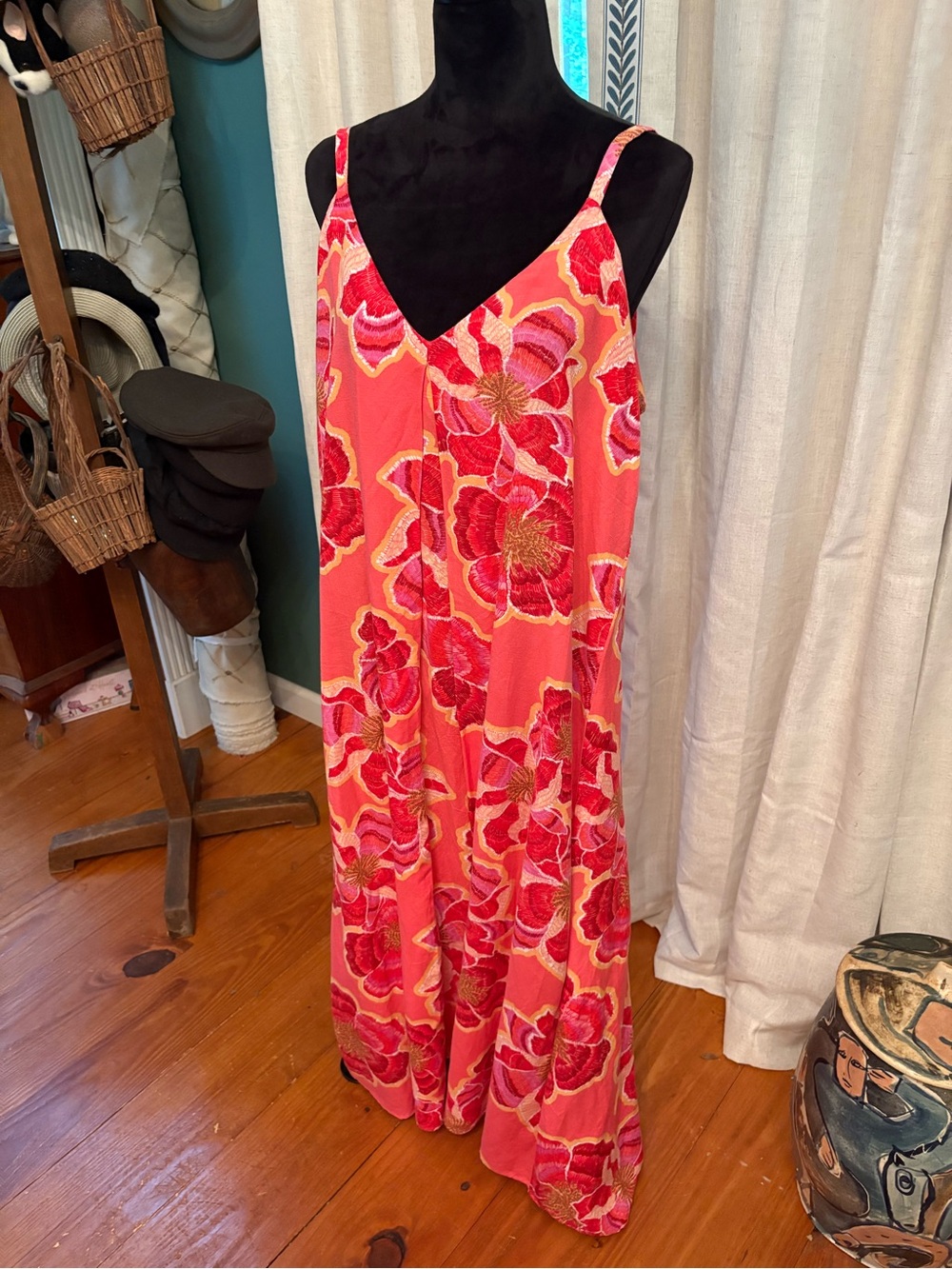LOFT Coral and Pink Floral Dress